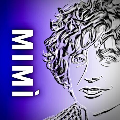 Copertina singolo Mimi Mario Calarco: ritratto stilizzato in bianco di Mia Martini su sfondo blu intenso